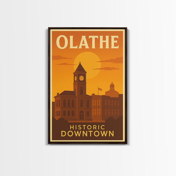 Olathe Kansas Travel Poster, Framed Canvas Print, Gold Art Deco Poster Art, Olathe Wall Art, Travel Poster Art, Home Office Decor, Art Print