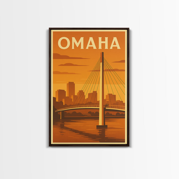 Omaha Nebraska Travel Poster, Canvas Print, Gold Art Deco Poster Art, Omaha Art Print, Vintage Travel Art, Fine Art Print, Travel Art Print
