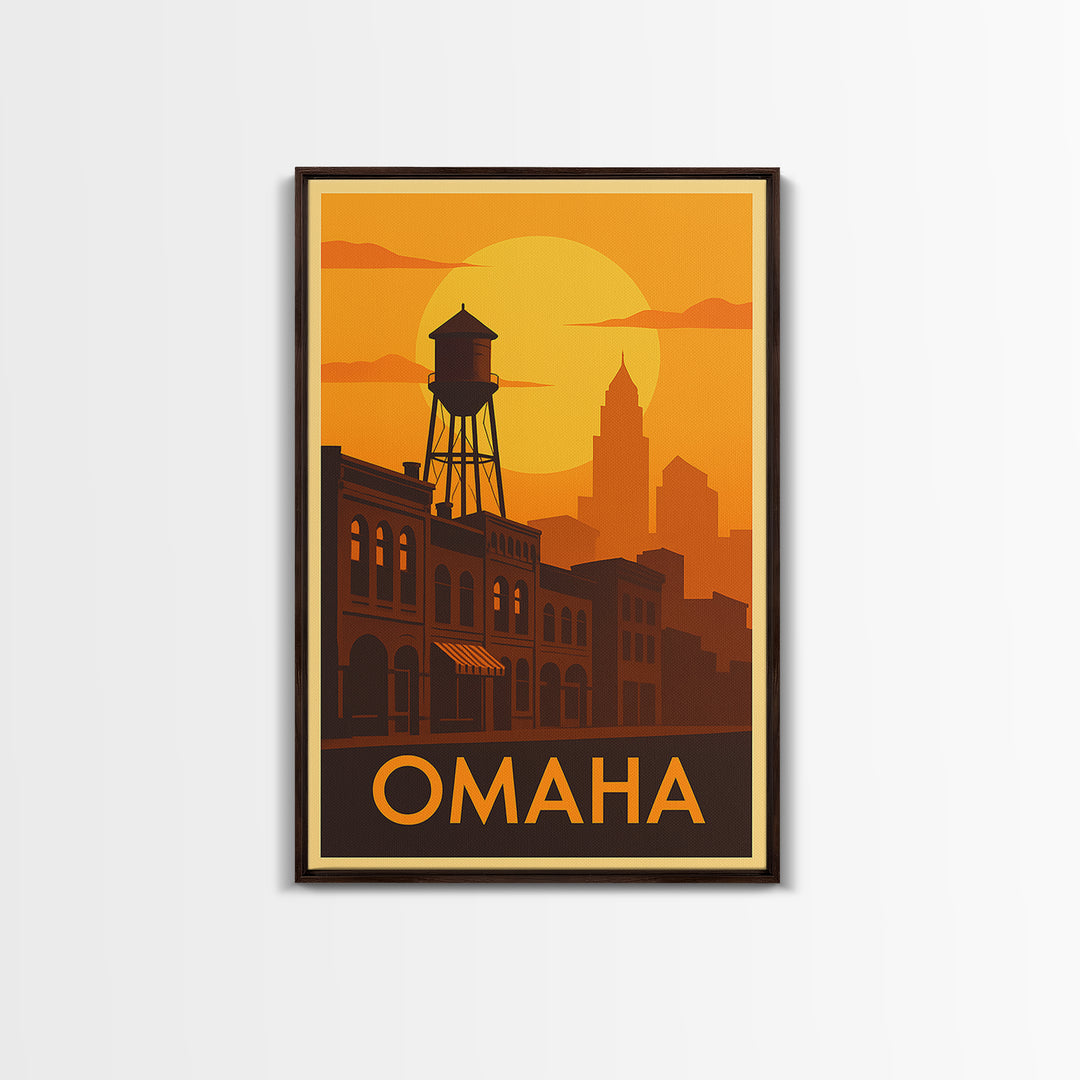 Omaha Travel Poster, Canvas Print, Gold Art Deco Poster Art, Omaha Art Print, Home Office Decor, Eclectic Wall Decor, Wanderlust Decor