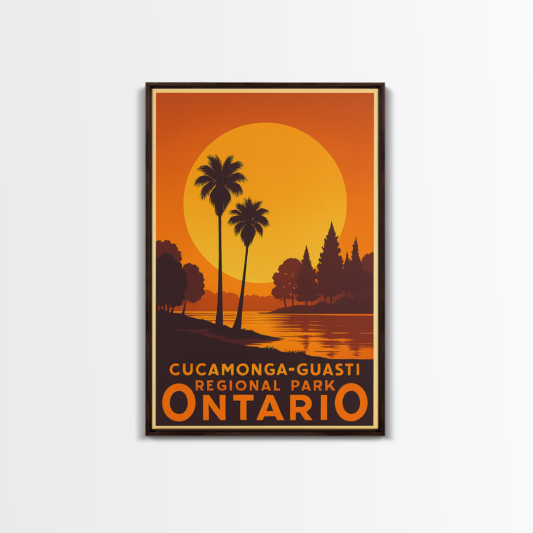 Ontario Travel Poster, Canvas Print, Warm Sunset Silhouette Art, Ontario Poster Print, City Illustration, Vintage Travel Print