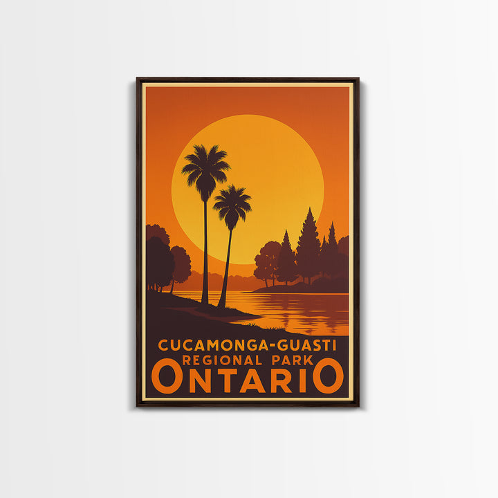 Ontario Travel Poster, Canvas Print, Warm Sunset Silhouette Art, Ontario Poster Print, City Illustration, Vintage Travel Print