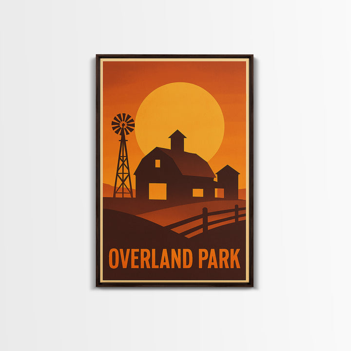 Overland Park Travel Poster, Canvas Print, Golden Travel Poster Art, Overland Park Poster Print, Travel Art Print, Vintage City Art