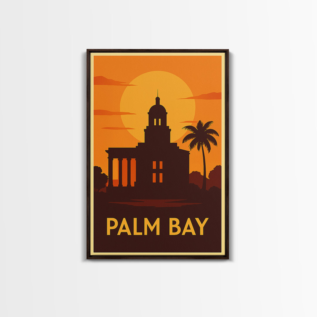 Palm Bay Travel Poster, Framed Canvas Print, Vintage Deco Wall Art, Palm Bay Poster Print, City Travel Prints, City Art Print, Design 2