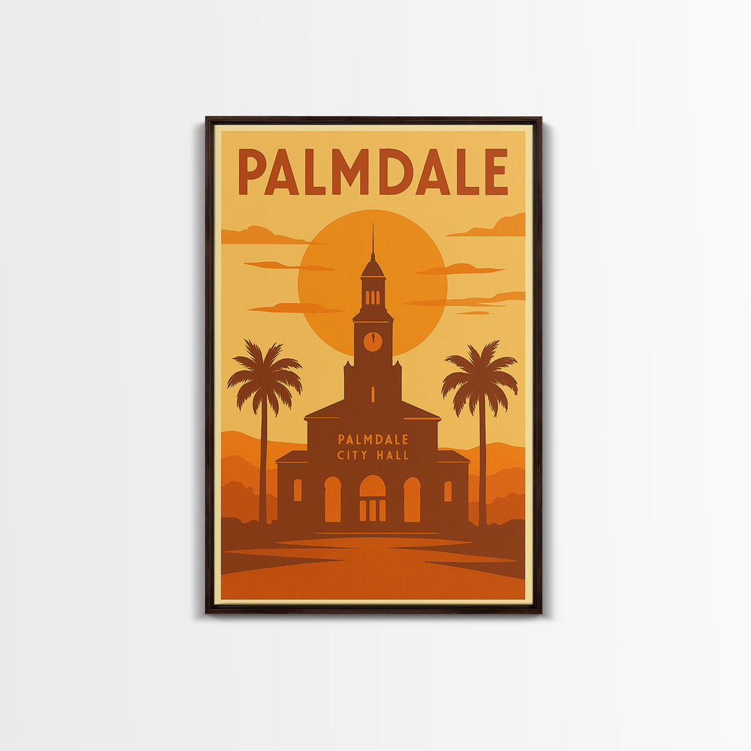 Palmdale California Travel Poster, Canvas Print, Gold Art Deco Poster Art, Palmdale Art Print, Travel Art, Wanderlust Decor, Travel Prints