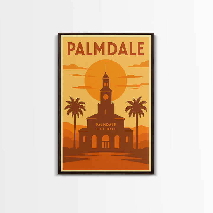 Palmdale California Travel Poster, Canvas Print, Gold Art Deco Poster Art, Palmdale Art Print, Travel Art, Wanderlust Decor, Travel Prints