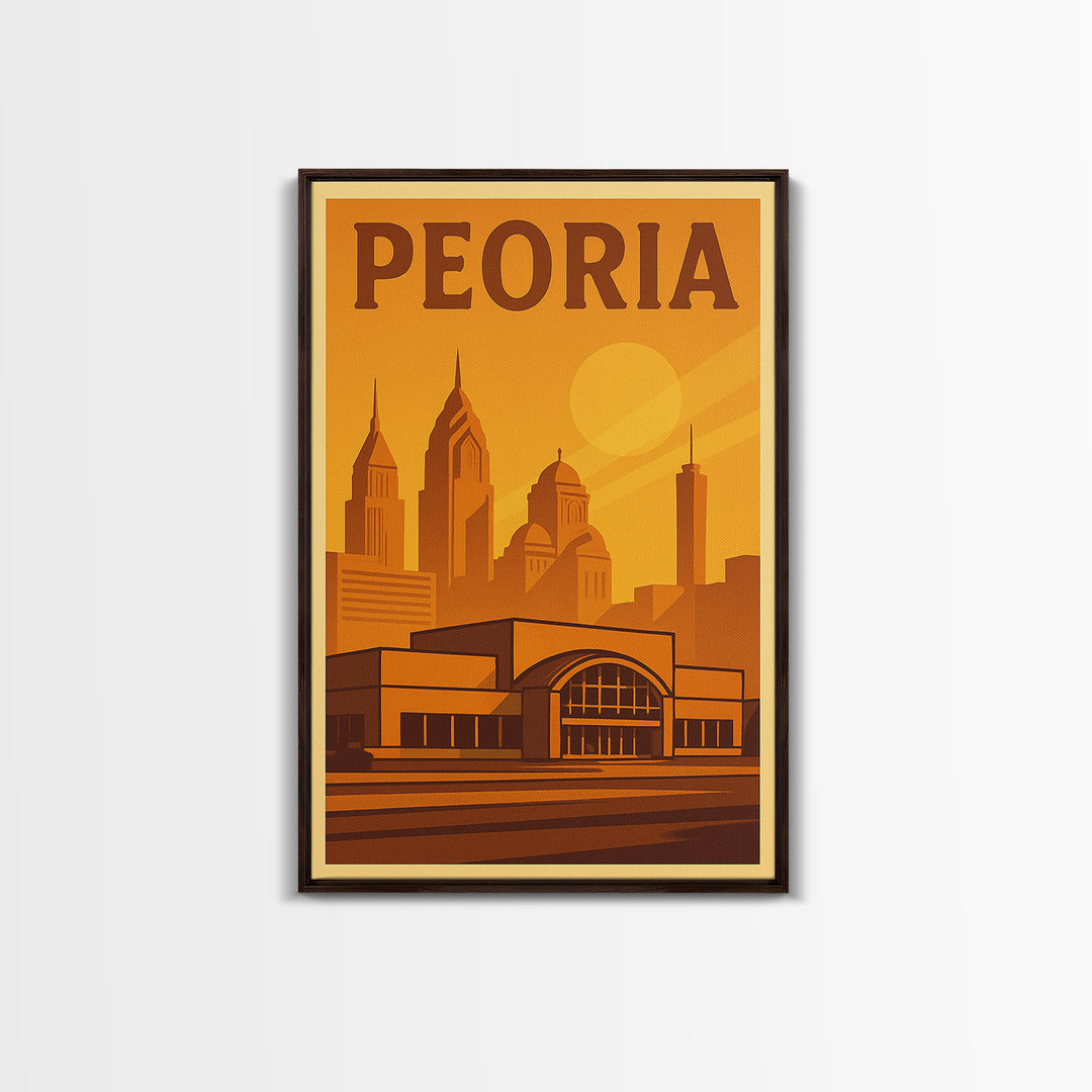 Peoria Travel Poster, Canvas Print, Vintage Deco Wall Art, Peoria City Art, Retro Travel Print, City Art Print, City Travel Prints