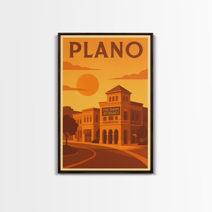 Plano Texas Travel Poster, Canvas Print, Gold Art Deco Poster Art, Plano City Art, Vintage Travel Art, Vintage City Poster, City Art Print
