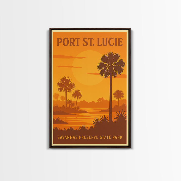 Port St Lucie Florida Travel Poster, Canvas Print, Gold Art Deco Poster Art, Port St Lucie Poster Print, Travel Wall Decor, Fine Art Print