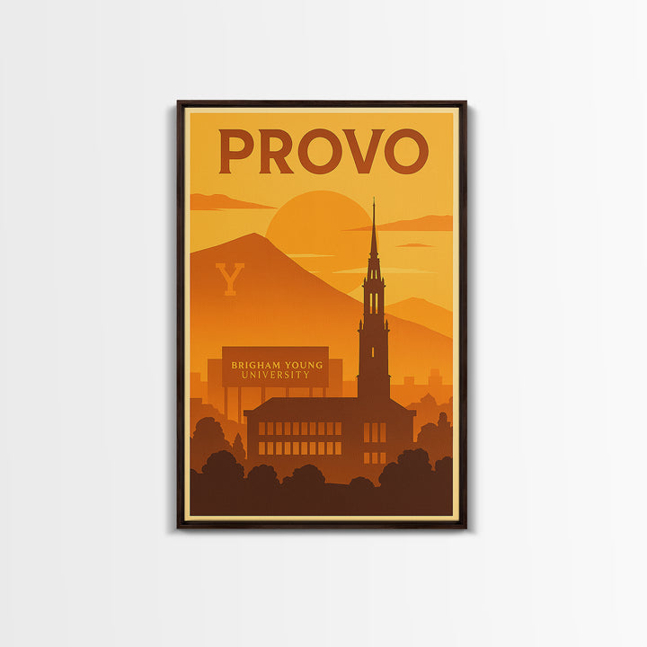 Provo Utah Travel Poster, Canvas Print, Golden Travel Poster Art, Provo City Art, Wanderlust Decor, Gift For Travelers, Travel Wall Art