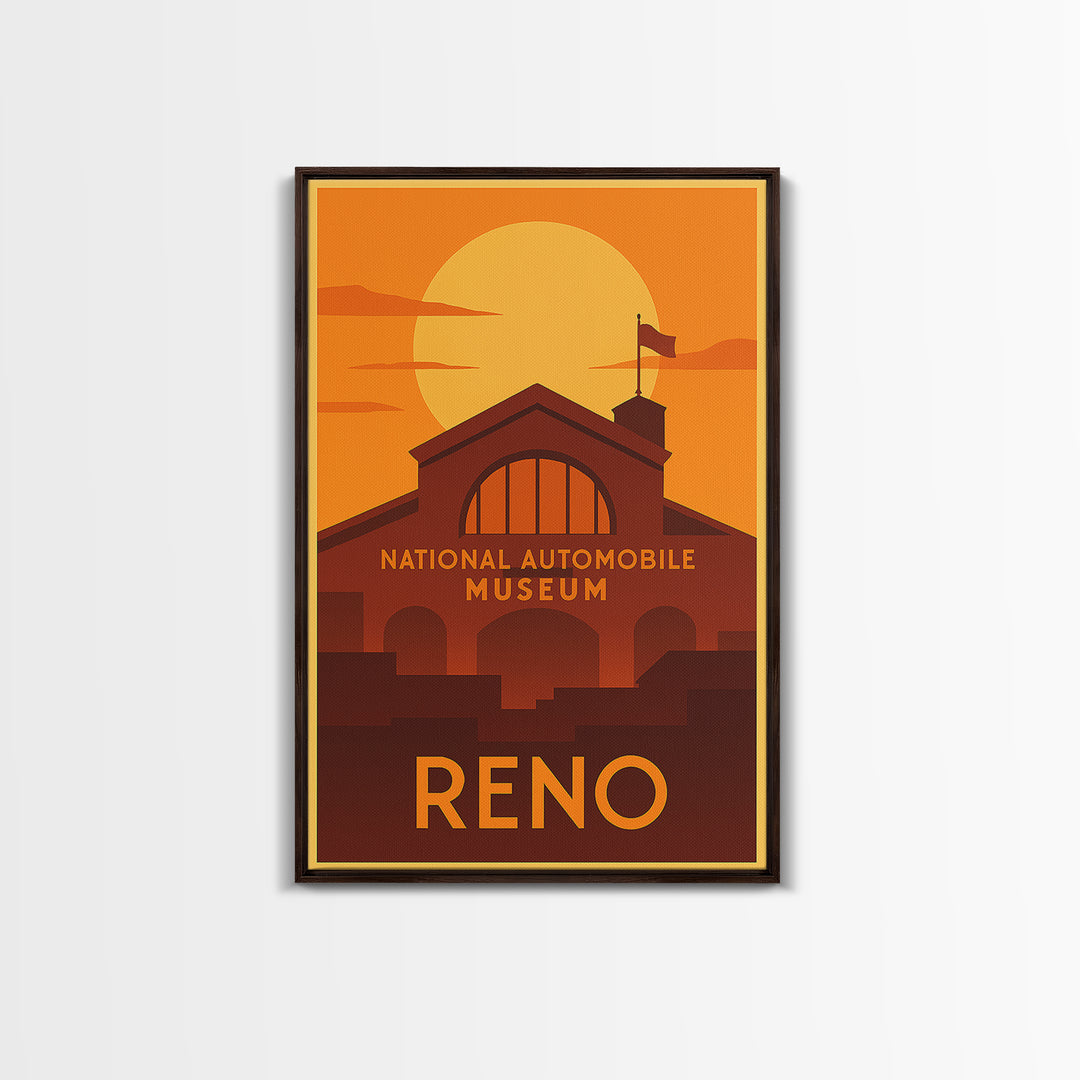 Reno Travel Poster, Canvas Print, Gold Art Deco Poster Art, Reno Travel Art, Travel Art Print, City Travel Prints, Eclectic Wall Decor