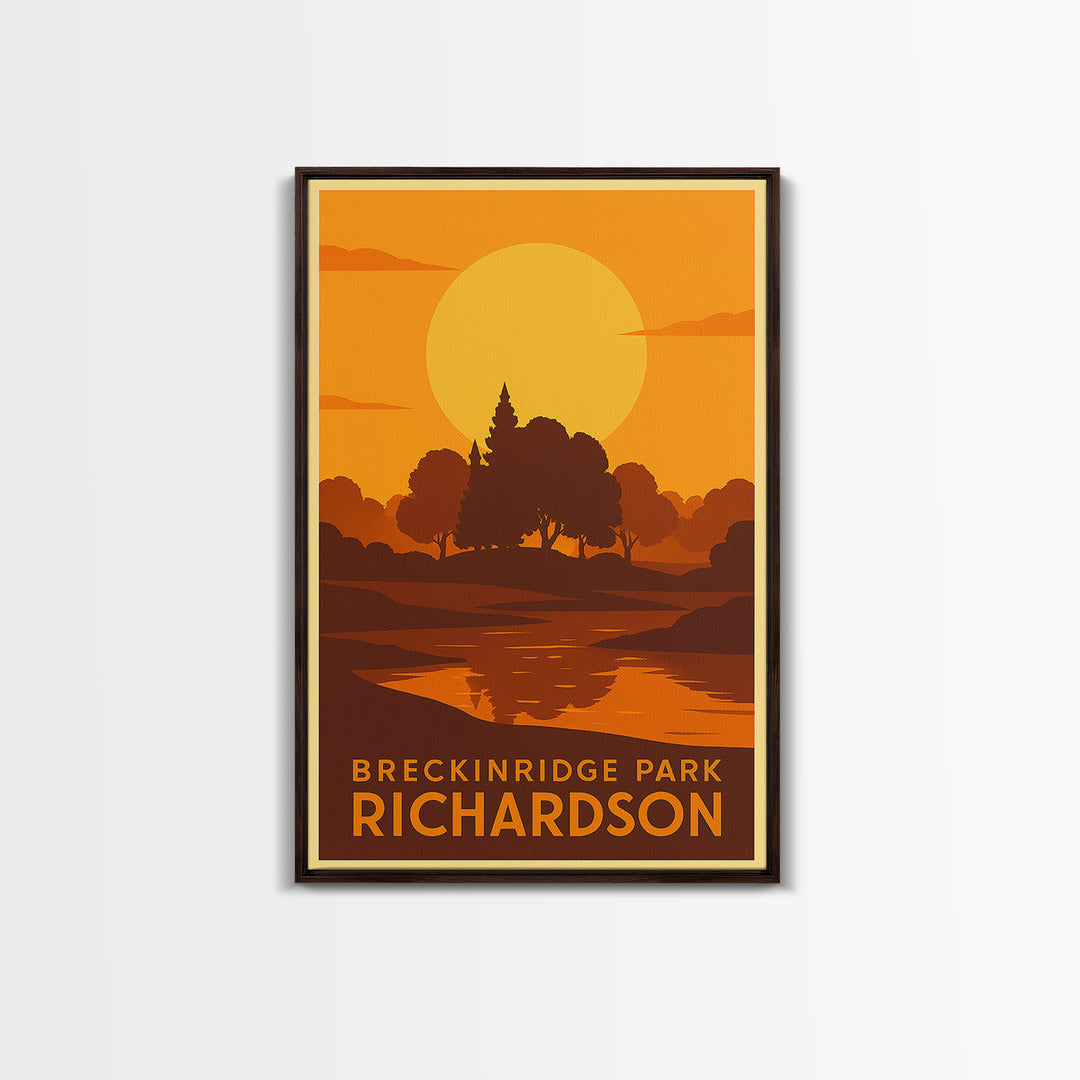 Richardson Travel Poster, Canvas Print, Warm Sunset Silhouette Art, Richardson Travel Art, Watercolor Skyline Art, Mid Century Wall Art