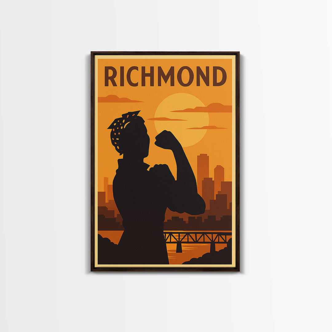 Richmond Virginia Travel Poster, Canvas Print, Golden Travel Poster Art, Richmond Wall Art, Travel Art Print, Travel Poster Art, Wall Art