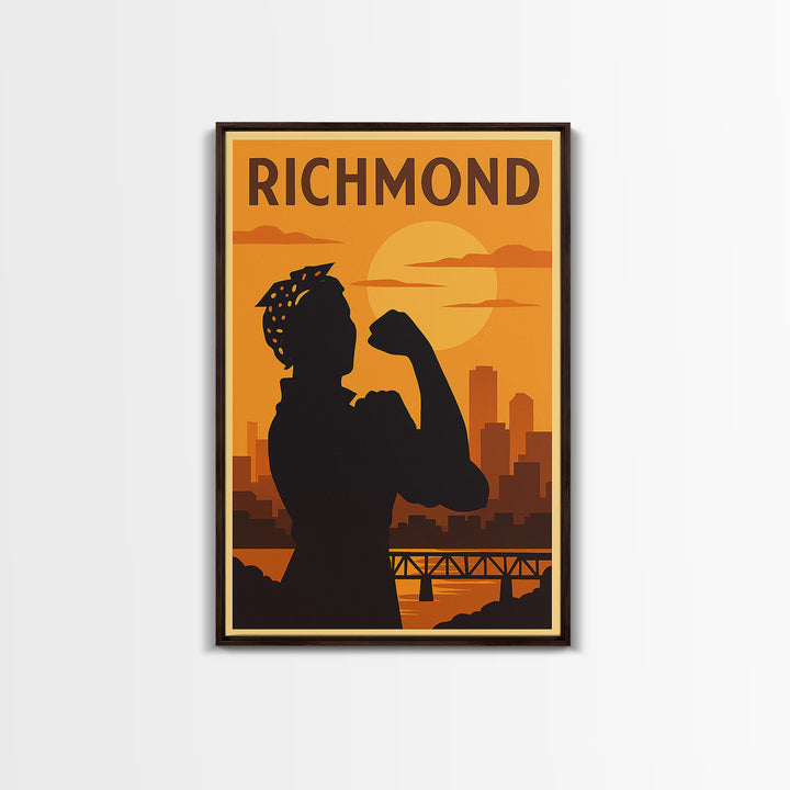 Richmond Virginia Travel Poster, Canvas Print, Golden Travel Poster Art, Richmond Wall Art, Travel Art Print, Travel Poster Art, Wall Art