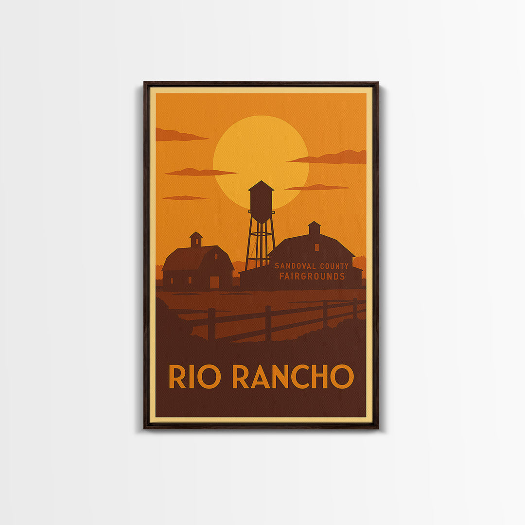 Rio Rancho Travel Poster, Framed Canvas Print, Warm Sunset Silhouette Art, Rio Rancho City Art, Travel Poster Art, Home Office Decor