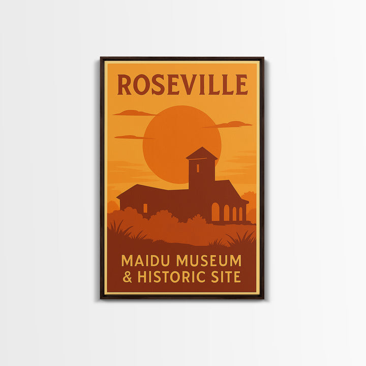 Roseville California Travel Poster, Canvas Print, Golden Poster Art, Roseville Art Print, Office Decor, Retro Travel Print, Travel Gift