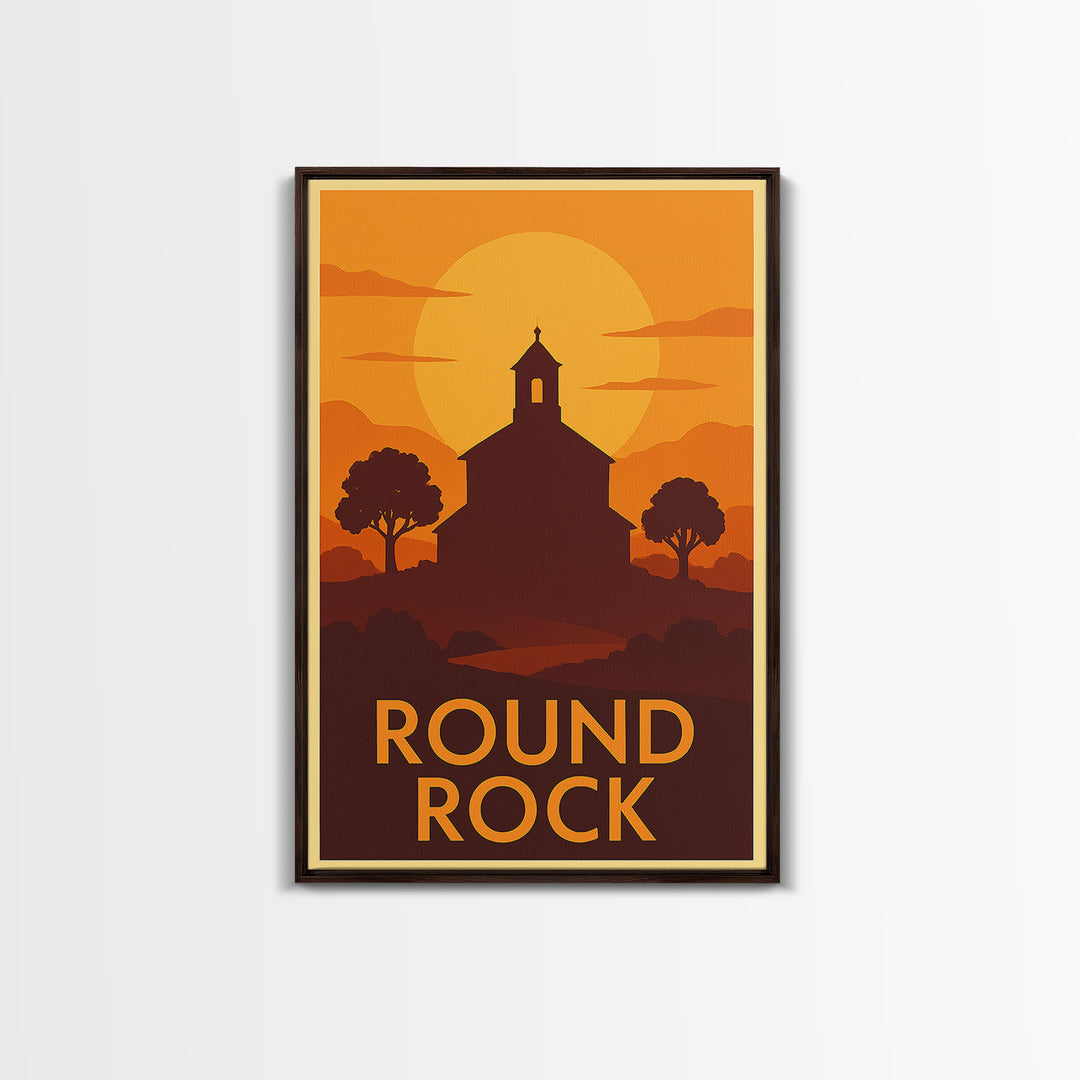 Round Rock Travel Poster, Canvas Print, Gold Art Deco Poster Art, Round Rock Wall Art, Travel Wall Art, Travel Poster Set, Fine Art Print