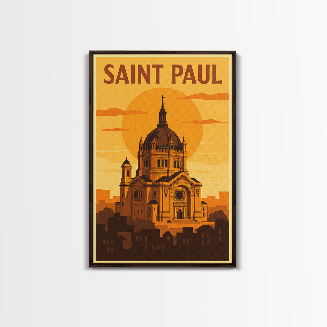 Saint Paul Minnesota Travel Poster, Canvas Print, Gold Art Deco Poster Art, Saint Paul Art Print, City Illustration, Eclectic Wall Decor