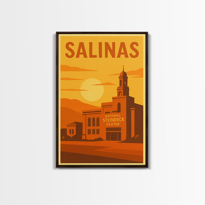Salinas California Travel Poster, Framed Canvas Print, Gold Art Deco Poster Art, Salinas Art Print, Vintage City Poster, City Travel Prints