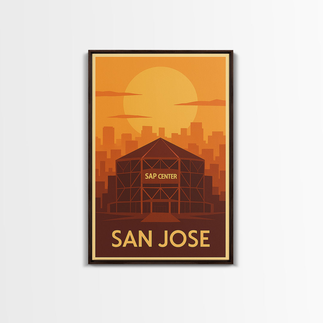 San Jose Travel Poster, Framed Canvas Print, Gold Art Deco Poster Art, San Jose Travel Art, Travel Poster Set, Home Office Decor
