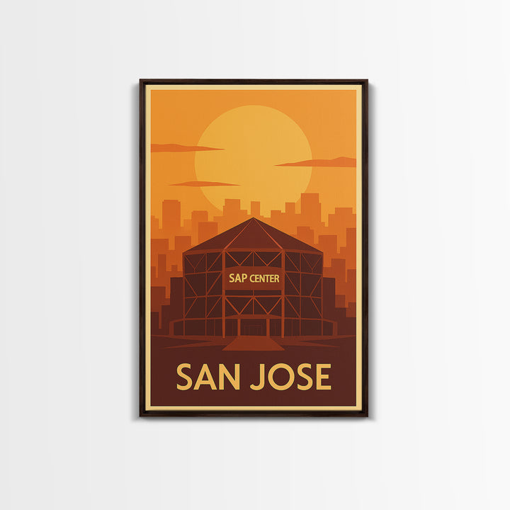 San Jose Travel Poster, Framed Canvas Print, Gold Art Deco Poster Art, San Jose Travel Art, Travel Poster Set, Home Office Decor