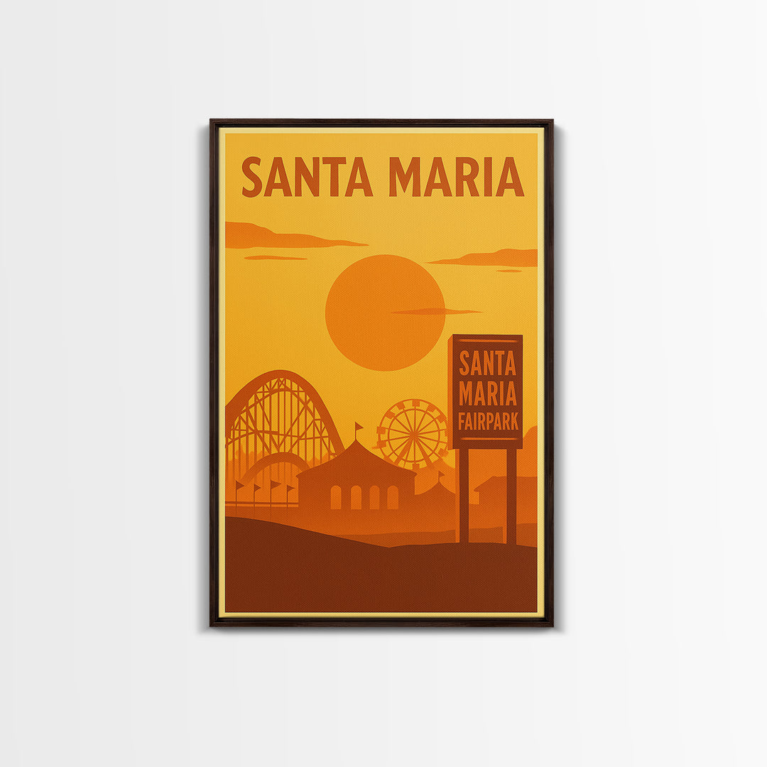 Santa Maria California Travel Poster, Canvas Print, Golden Travel Poster Art, Santa Maria Wall Art, Travel Poster Art, City Travel Prints