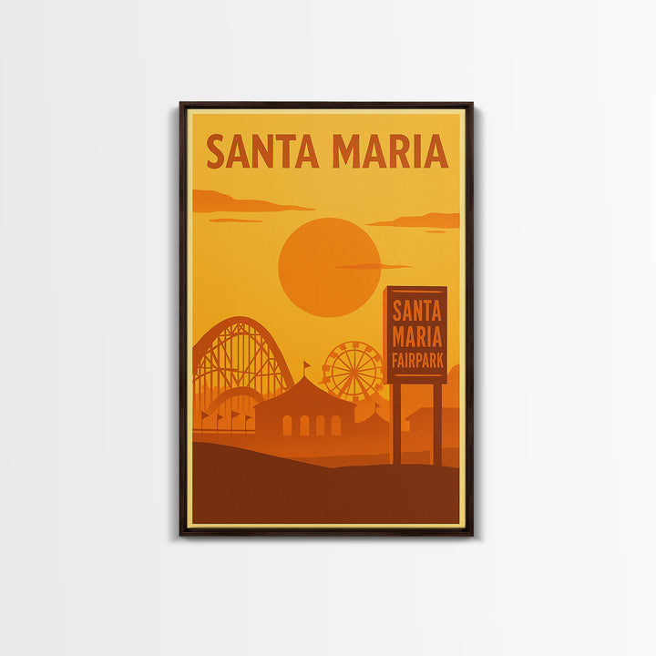 Santa Maria California Travel Poster, Canvas Print, Golden Travel Poster Art, Santa Maria Wall Art, Travel Poster Art, City Travel Prints