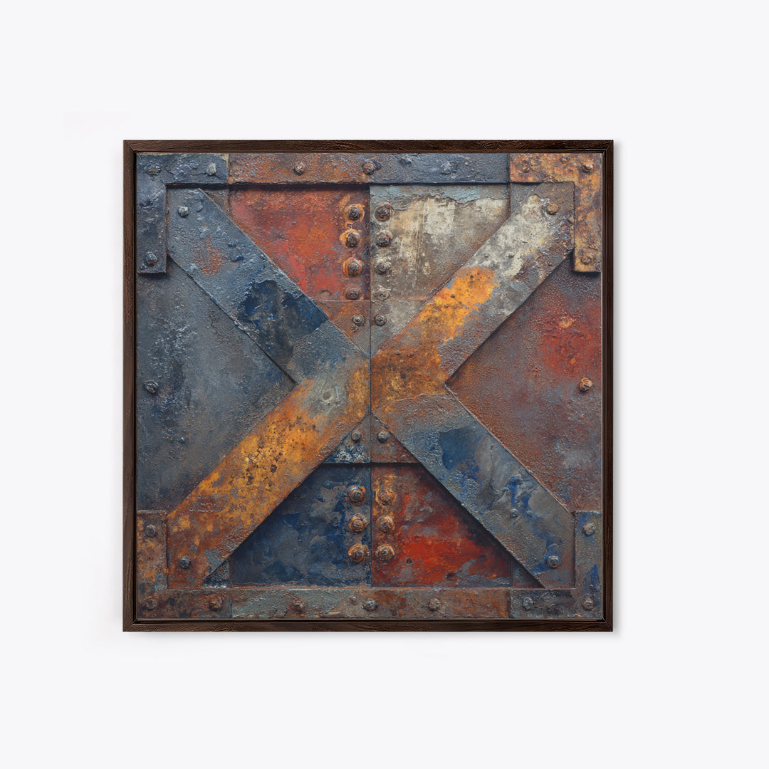 Steel and Rust Texture Abstract Panel Canvas Print, Garage Art, Car Poster, Garage Decor, Abstract Art, Motor, Game Room Art, GAR-1x1-23