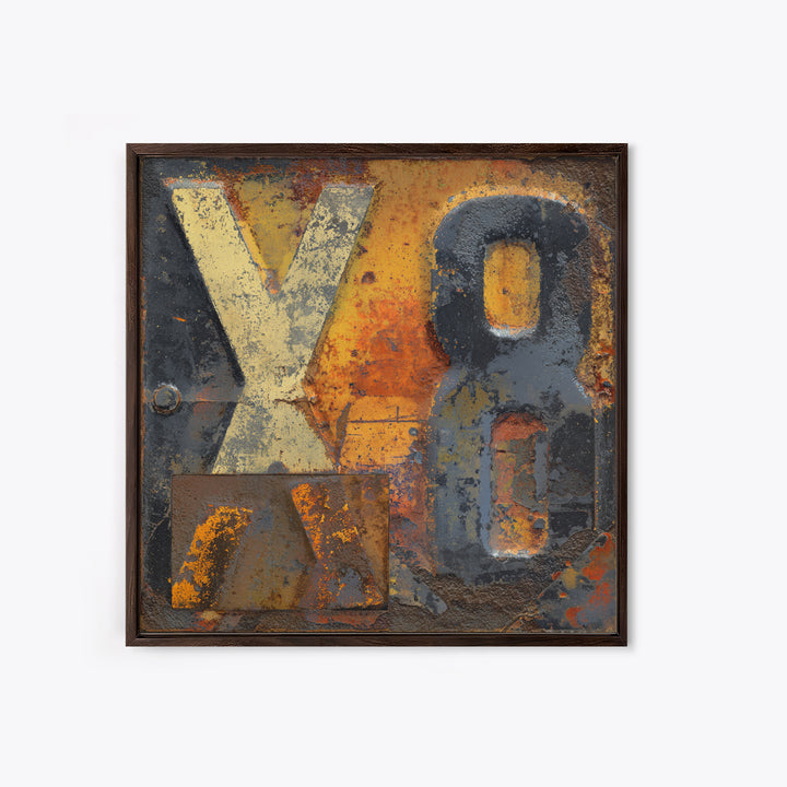 Rusty License Plate Collage Framed Canvas Print, Garage Art, Gallery Decor, Garage Decor, Fine Art, Motor, Contemporary Art, GAR-1x1-32