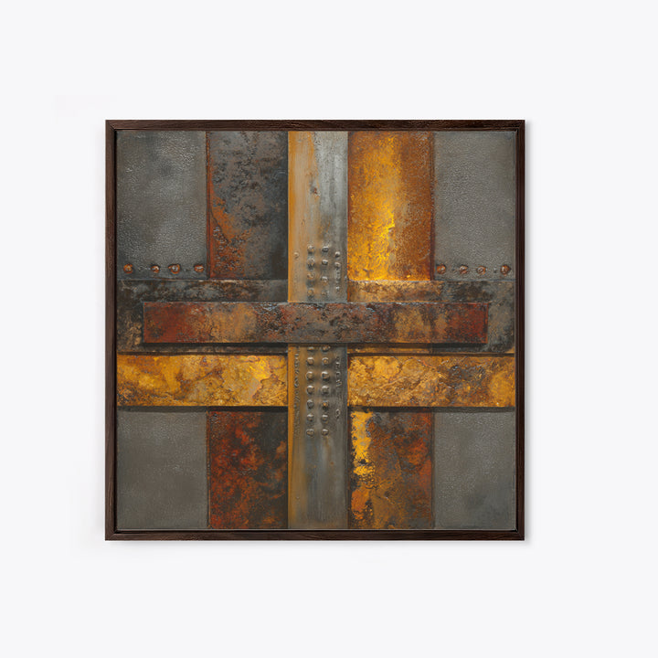Steel and Rust Texture Abstract Panel Framed Canvas Print, Garage Art, Garage Decor, Abstract Art, Motor, Art Print, Room Decor, GAR-1x1-71