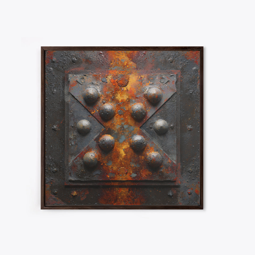 Steel and Rust Texture Abstract Panel Canvas Print, Garage Art, Neutral Decor, Garage Decor, Abstract Art, Motor, Wall Art, GAR-1x1-95