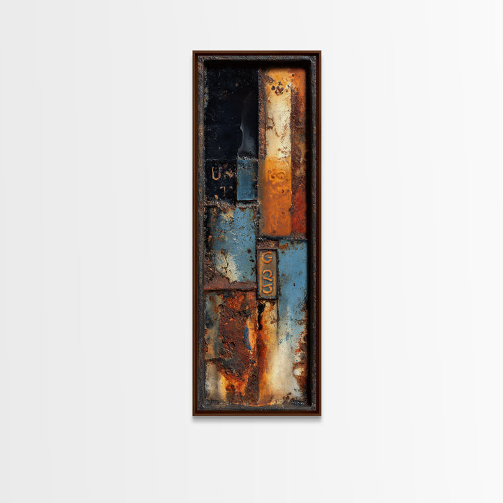 Rusty License Plate Collage Framed Canvas Print, Garage Art, Luxury Decor, Garage Decor, Fine Art, Motor, Large Wall Art, GAR-1x3-20