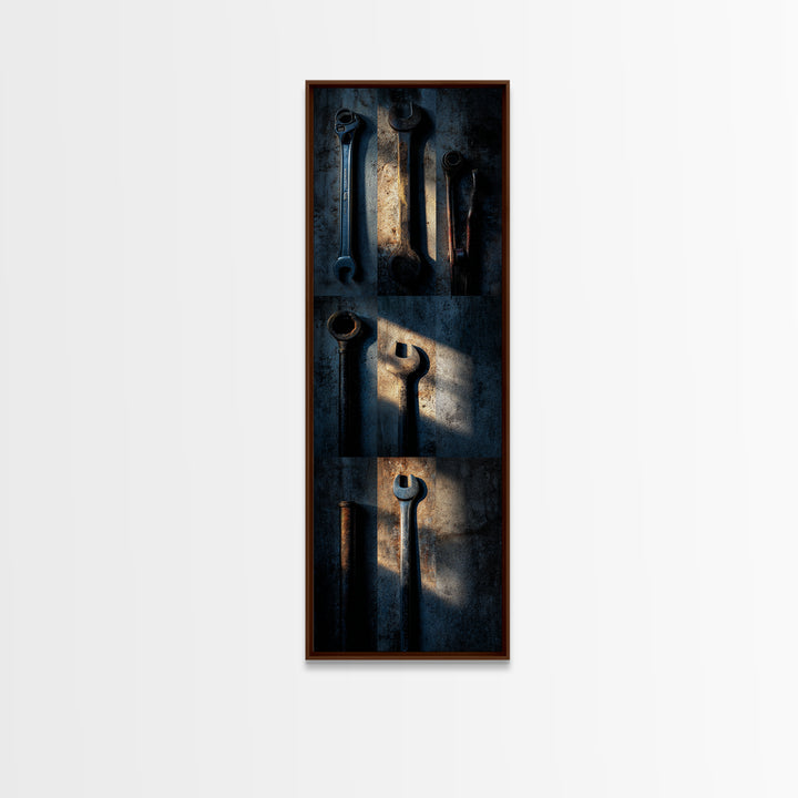 Garage Tool Silhouettes Arranged as Graphic Icons Canvas Print, Garage Art, Garage Art Poster Download, Garage Decor, Motor, GAR-1x3-26