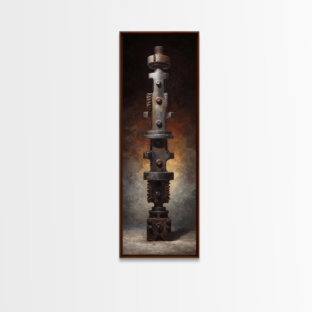 Camshaft and Gears Industrial Still Life Framed Canvas Print, Garage Art, Game Room Art, Garage Decor, Fine Art, Motor, GAR-1x3-75