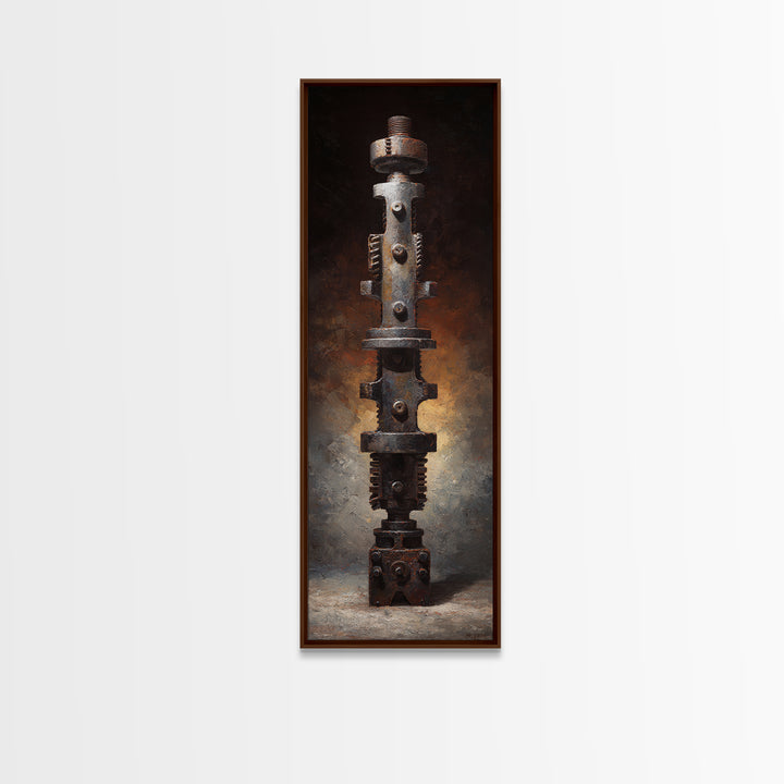 Camshaft and Gears Industrial Still Life Framed Canvas Print, Garage Art, Game Room Art, Garage Decor, Fine Art, Motor, GAR-1x3-75