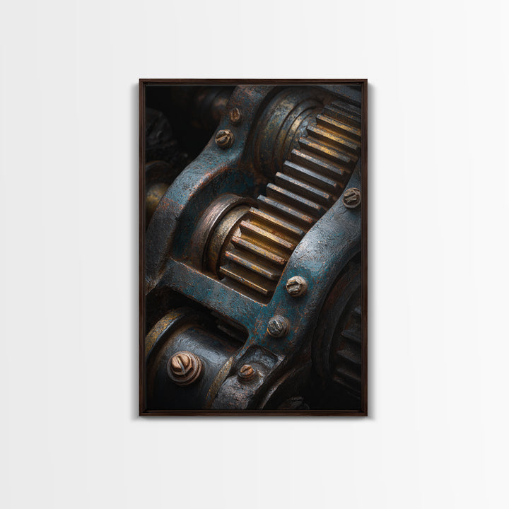 Camshaft and Gears Industrial Still Life Canvas Print, Garage Art, Art Print, Garage Decor, Fine Art, Motor, Canvas Wall Art, GAR-2x3-23