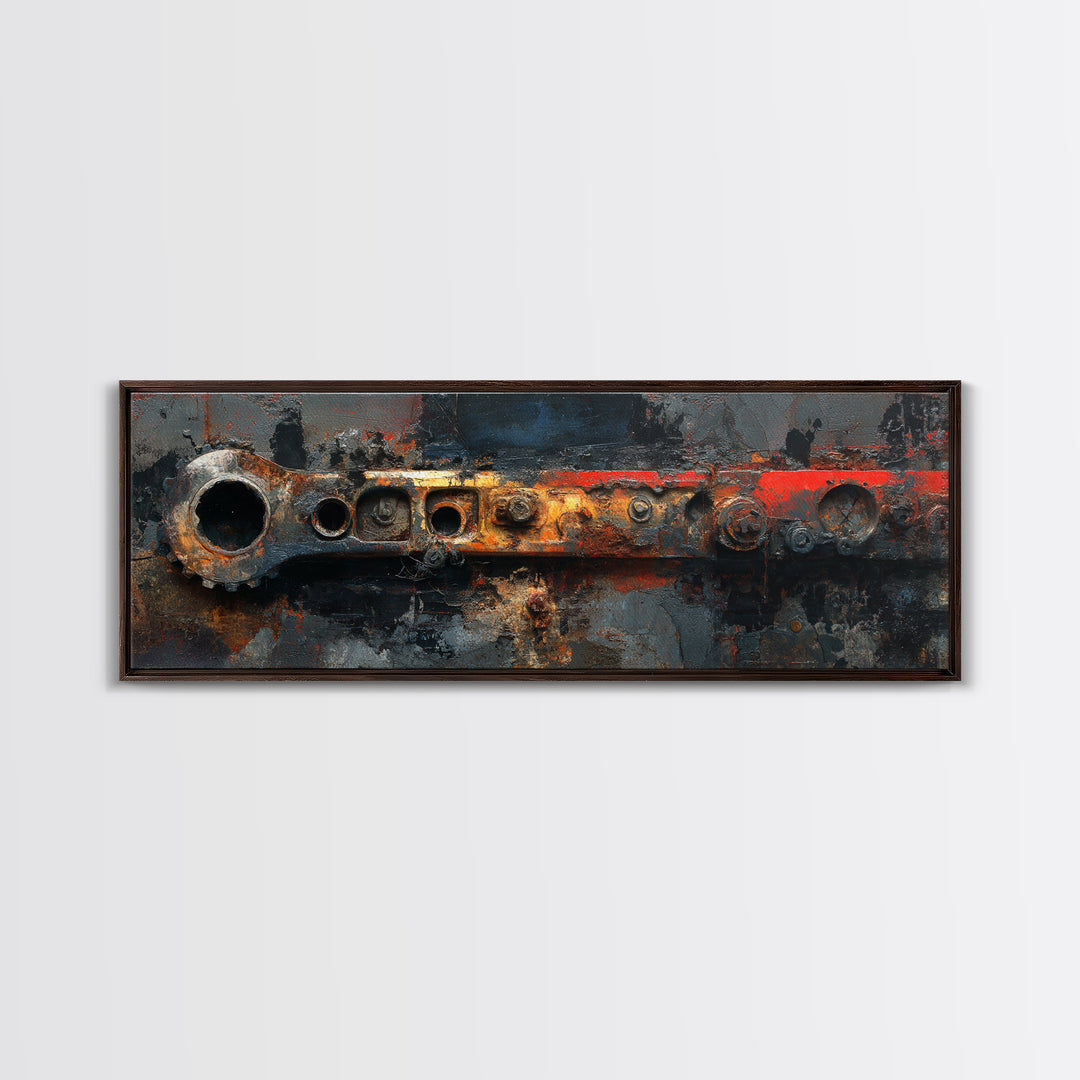 Black and Red Racing Stripe Abstraction Framed Canvas Print, Garage Art, Room Decor, Garage Decor, Fine Art, Motor, Canvas Art, GAR-3x1-52