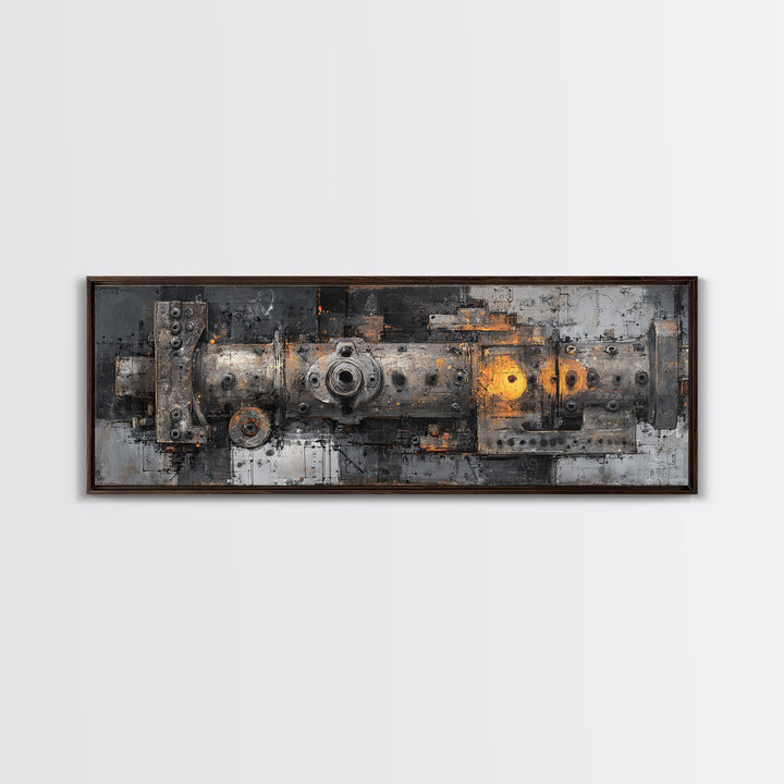 Engine Blueprint Technical Drawing Canvas Print, Garage Art, Canvas Print, Garage Decor, Fine Art, Motor, Garage Art Pinup, GAR-3x1-75