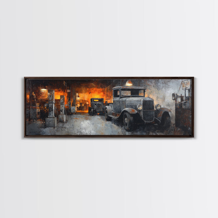 Route 66 Road Scene Without Text Framed Canvas Print, Garage Art, Game Room Art, Garage Decor, Fine Art, Motor, Fine Art Print, GAR-3x1-81