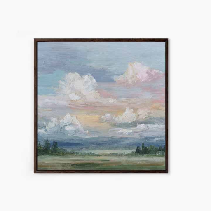 Romantic Cloudscape in Blush and Ivory Framed Canvas Print, Guest Bedroom Art, Digital Print, Bedroom Decor, Fine Art, Guest, GBA-1x1-11