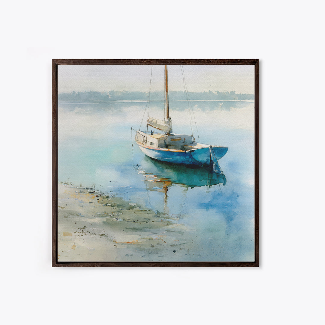 Soft Watercolor Sailboat on Quiet Water Canvas Print, Guest Bedroom Art, Pink Wall Art, Bedroom Decor, Fine Art, Guest, GBA-1x1-18