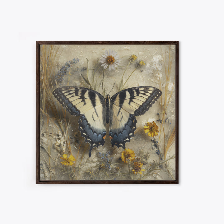 Garden Butterfly and Flowers Specimen Study Canvas Print, Guest Bedroom Art, Wall Art Prints, Bedroom Decor, Fine Art, Guest, GBA-1x1-23