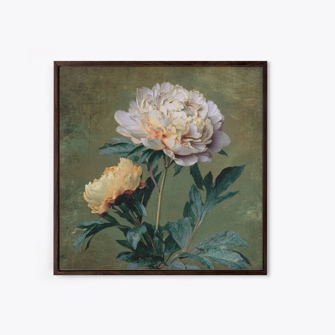 Neutral Peony Painting Framed Canvas Print, Guest Bedroom Art, Statement Artwork, Bedroom Decor, Fine Art, Guest, Wall Decor, GBA-1x1-33