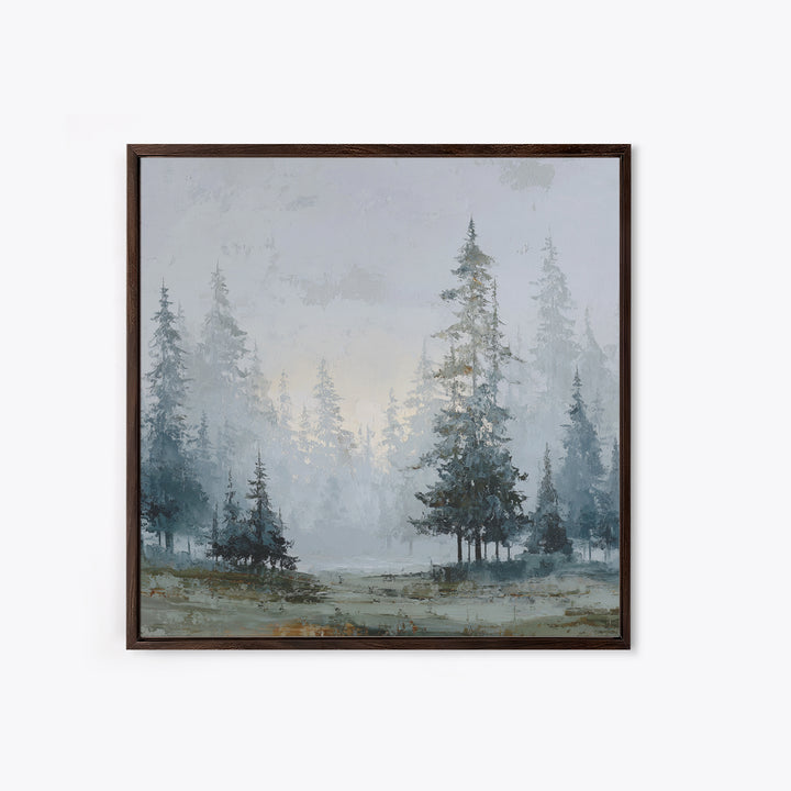 Monochrome Forest Silhouette Framed Canvas Print, Guest Bedroom Art, Bedroom Prints, Bedroom Decor, Guest, Minimalist Decor, GBA-1x1-37