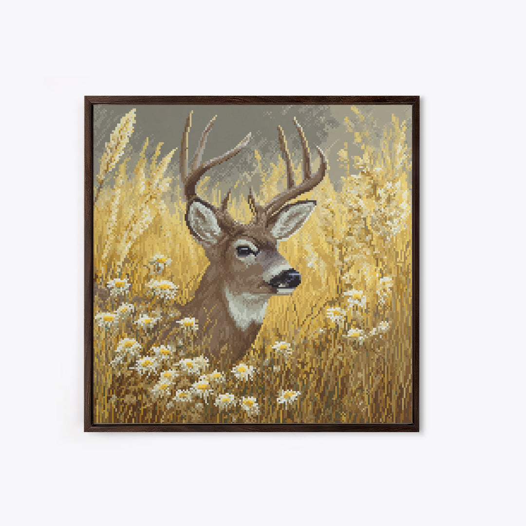 Sunlit Meadow with Delicate Flowers Framed Canvas Print, Guest Bedroom Art, Living Room Wall Art, Bedroom Decor, Guest, GBA-1x1-39