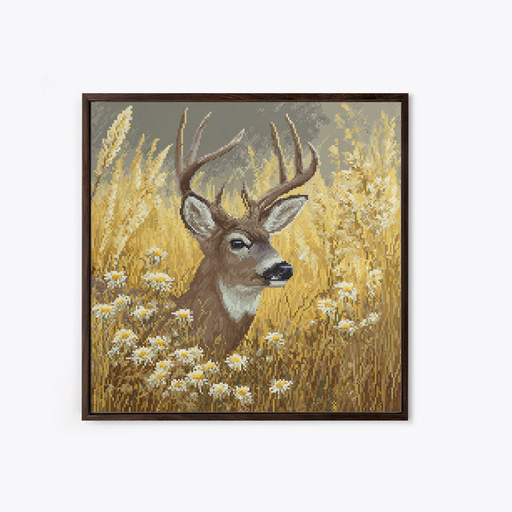 Sunlit Meadow with Delicate Flowers Framed Canvas Print, Guest Bedroom Art, Living Room Wall Art, Bedroom Decor, Guest, GBA-1x1-39
