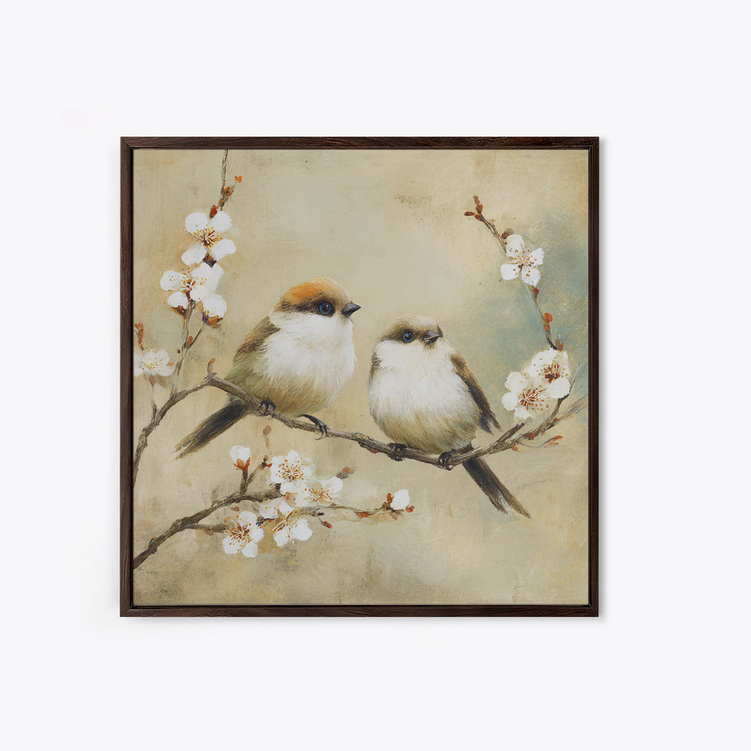 Small Bird Pair on Flowering Branch Canvas Print, Guest Bedroom Art, Home Decor, Bedroom Decor, Fine Art, Guest, Printable Art, GBA-1x1-4