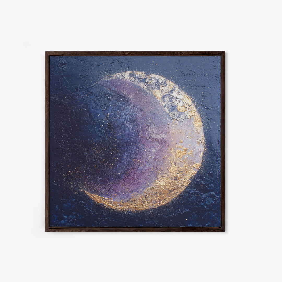 Minimal Moon and Stars Composition Framed Canvas Print, Guest Bedroom Art, Art Print, Bedroom Decor, Fine Art, Guest, GBA-1x1-40