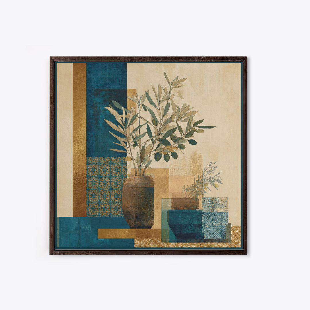 Olive Branch Still Life Framed Canvas Print, Guest Bedroom Art, Gallery Decor, Bedroom Decor, Oil Painting, Guest, GBA-1x1-41
