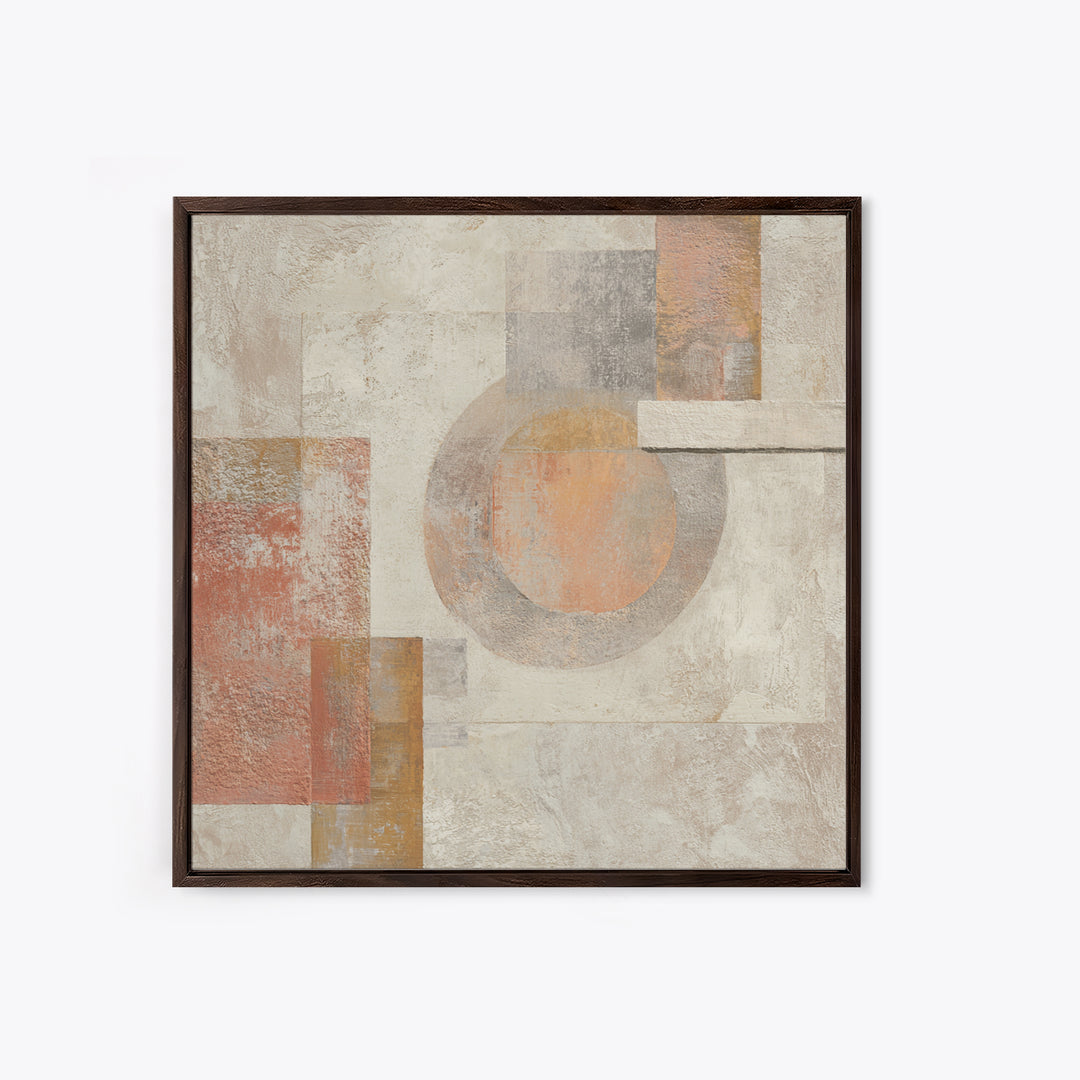 Warm Terracotta Shapes Framed Canvas Print, Guest Bedroom Art, Above Bed Decor, Bedroom Decor, Fine Art, Guest, Boho Decor, GBA-1x1-46