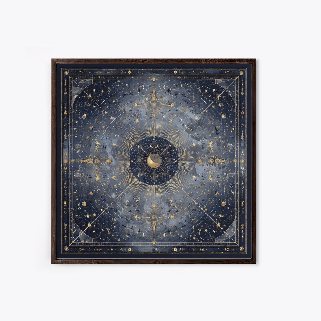 Minimal Moon and Stars Composition Framed Canvas Print, Guest Bedroom Art, Set of 3 Wall Art, Bedroom Decor, Fine Art, Guest, GBA-1x1-64